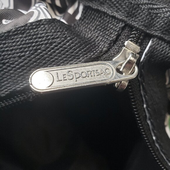 Le Sport Sac Green White Black Weekender Duffle Bag Suitcase + Makeup Tote - Picture 8 of 13